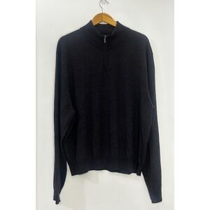 Bloomingdale's‎ Sweater Men's 2XL Navy Long Sleeve Ribbed Hem & Cuff Quarter Zip